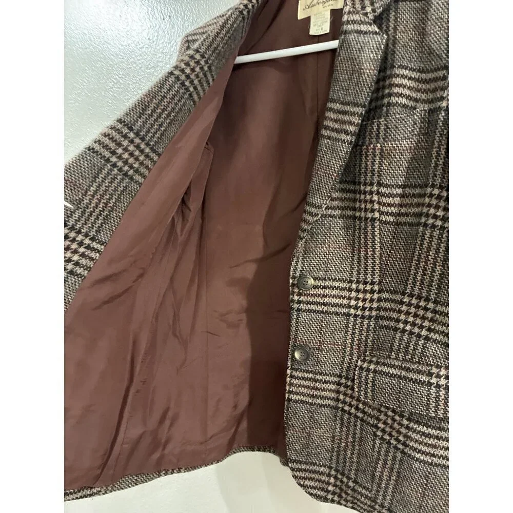 Aubergine cardigan womens career casual wool blend size 8 plaid checked coat